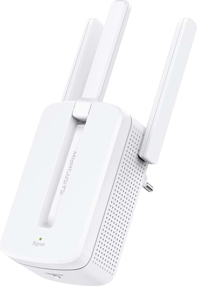 Mercusys MW300RE WLAN-Verstärker-Repeater, 2.4GHz WLAN bis zu 300Mbps, 3 x Externe Antennen, LED-Lichtsignal, MIMO-Technologie, WPS-Taste, Wandmontage