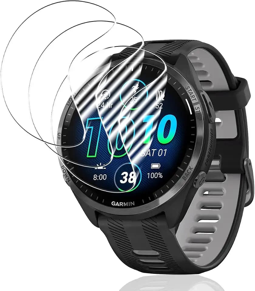 Yiunssy Schutzfolie für Garmin Forerunner 965 3 Stück,HD Schutzfolie Panzerfolie,Vollständige Abdeckung,Blasenfrei,Anti-Fingerabdruck,Displayschutzfolie für Garmin Forerunner 965 Panzerfolie