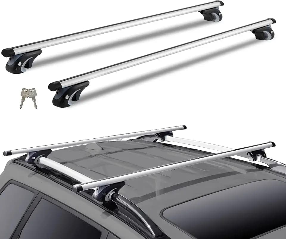VEVOR Dachträger Universal Dachgepäckträger Auto Alu Querträger 90 kg Tragkraft, für erhöhte Seitenschiene mit Lücke, passend Innenabstand des Dachbalkens 19-118 cm, Rohrdurchmesser 28-68 mm