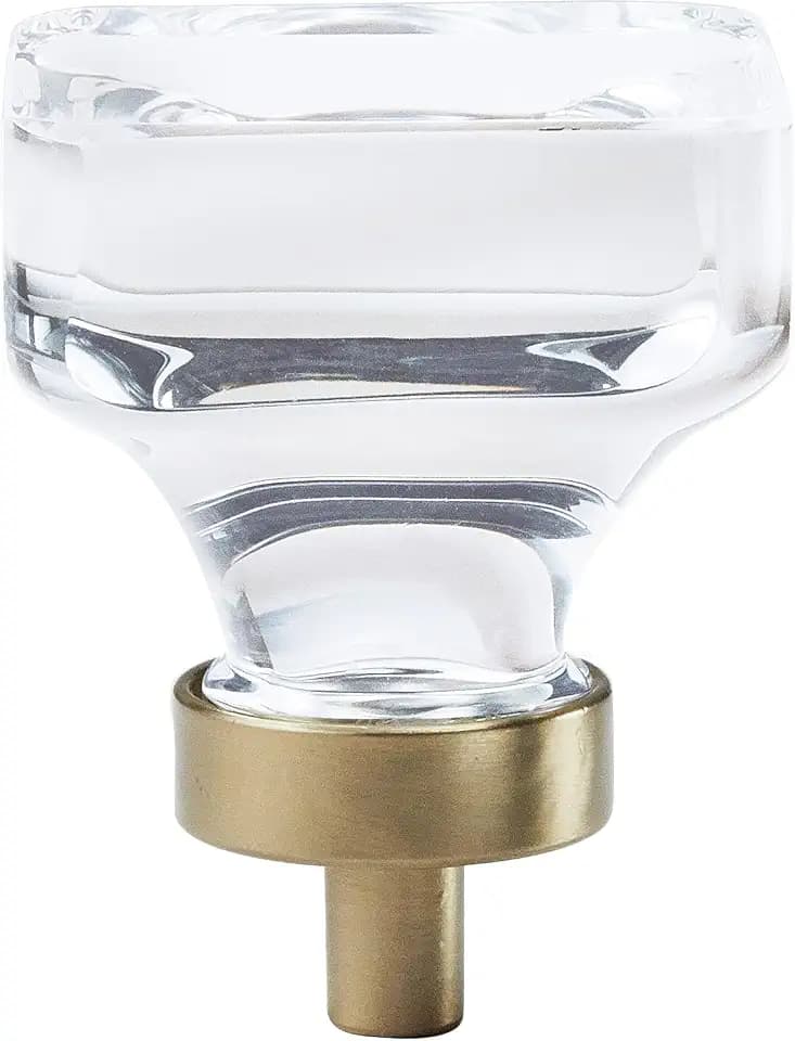 Amerock 1-3/8" Square Glacio Clear/Golden Champagne Cabinet Knob