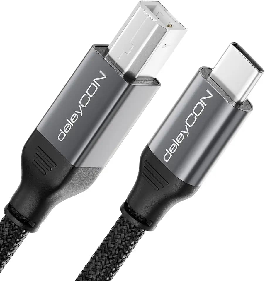 deleyCON 10m USB-C Druckerkabel - USB-C auf USB-B - MacBook, PC, Scanner