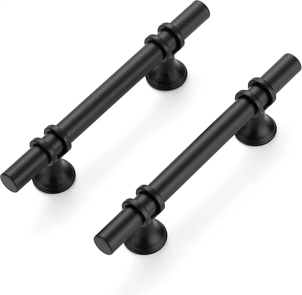 Ravinte Matte Black T-Bar Handles, Cabinet Pulls, 3-1/2 Inch, 30 Pack