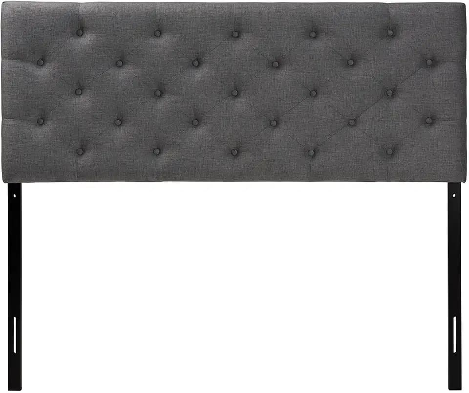 Baxton Studio Viviana Modern and Contemporary Grey Fabric Upholstered Button-Tufted Full Size Headboard