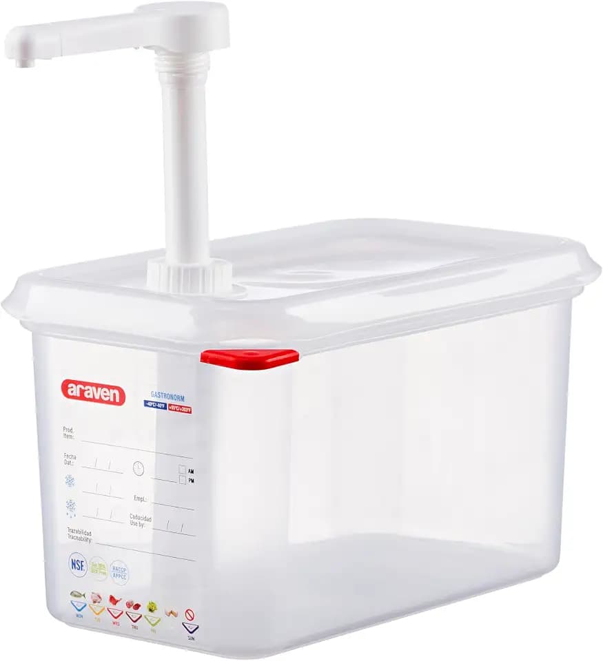 Araven PUMP W/FOOD PAN PP 1OZ GN 1/4 WHITE 1 unit