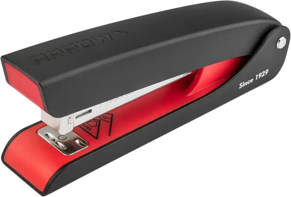 Arrow Desk Stapler Set with 5000 Staples and Staple Remover, 25-Sheets Capacity Office Stapler with Anti-Slip Base, Built-in Staple Storage, Full Strip, for Office Home School
