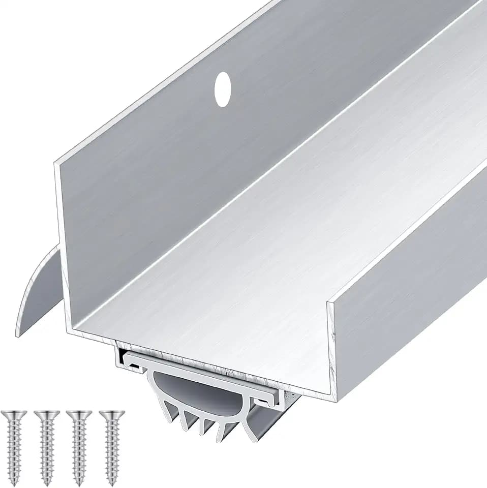 Morningro 1 Pcs 36 Inch U Shape Aluminum Door Sweep with Drip Cap, Silver