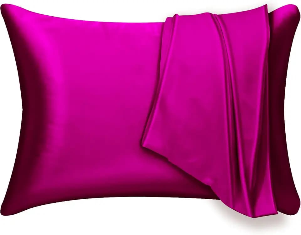 Mulberry Silk Pillowcase 2 Pack for Hair and Skin,with Hidden Zipper.Both Sides 19 Momme Allergen Proof Soft Breathable Smooth Silk Pillow Cover (Queen, Red)