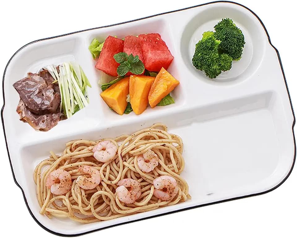 Large White Dinner Plates Ceramic Divided Plate 12 Inch 4 Compartment Porcelain Portion Control Plate for Adults Bariatric Diet - Microwave, Oven, and Dishwasher Safe