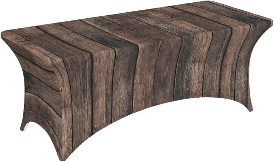 Old Wood Grain Table Cover for 6 Ft Rectangular Table