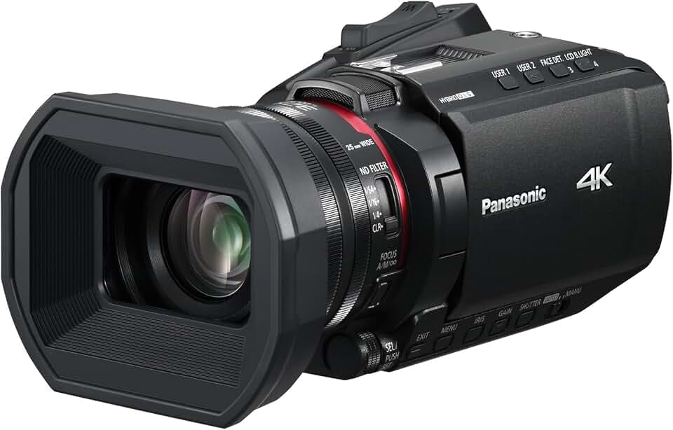 Panasonic HC-X1200E 4K 60p Palm-Style Camcorder with 25mm Wide-Angle Lens, 24x Optical Zoom, 5-Axis Hybrid OIS, USB PD, Black
