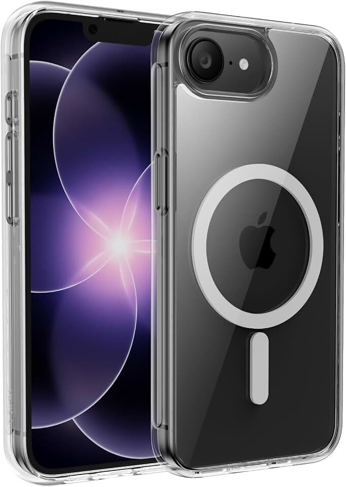 Belkin SheerForce Clear Lite Magnetische Handyhülle iPhone 17e und iPhone 16e, MagSafe-kompatible Hülle mit Erhöhten Rändern, Aufprallschutz des Militärstandards, Vergilbungsschutz, Ultradünn, Griffig