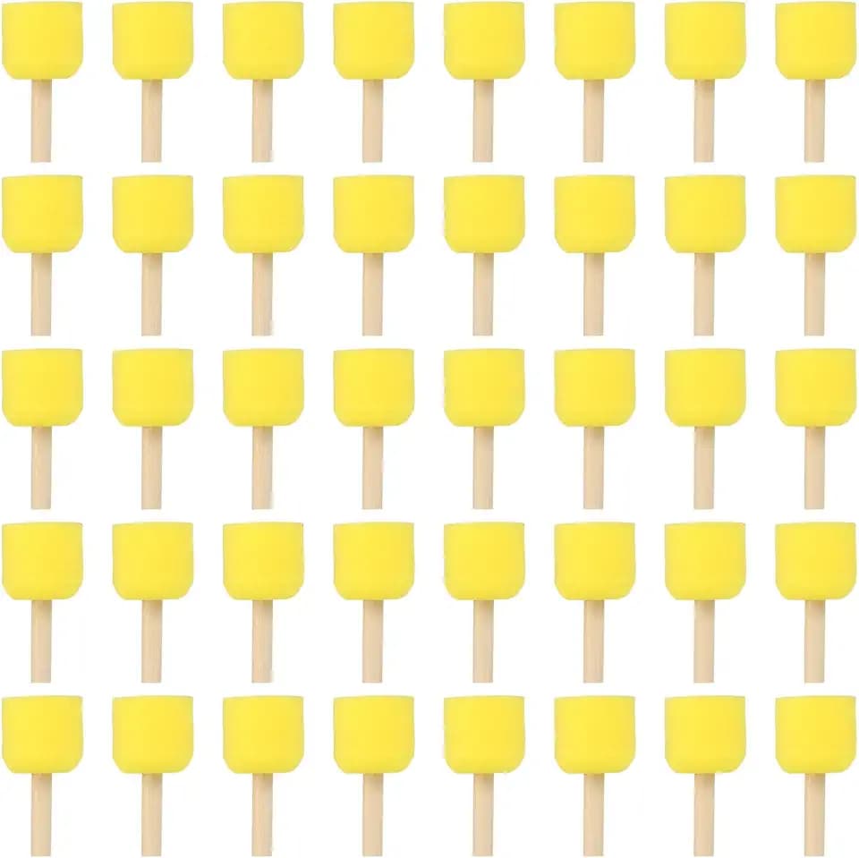 PATIKIL 2" Paint Sponges for Painting, 40 Pack Round Painting Sponge Foam Brush Wooden Handle Painting Tools for Crafts Arts, Yellow