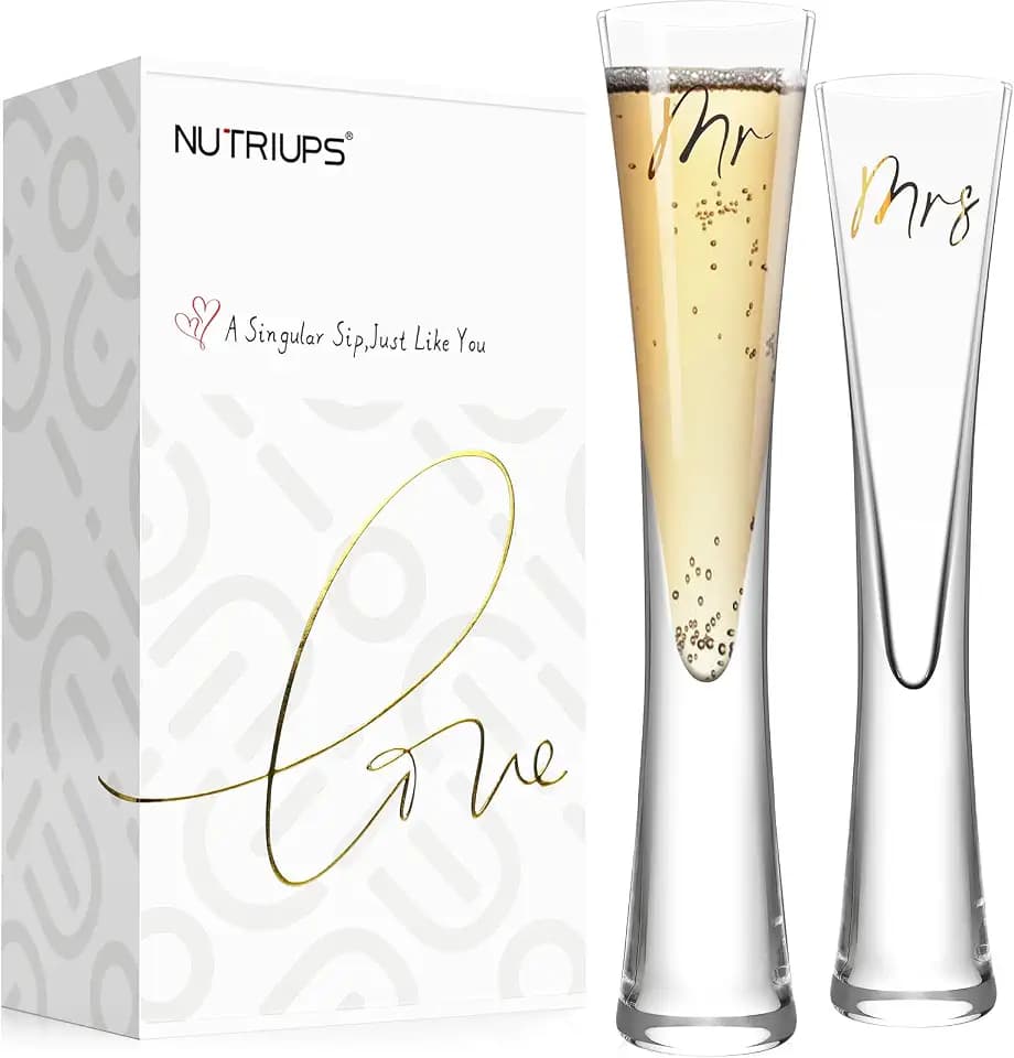 NUTRIUPS Mr & Mrs Champagne Flutes, 5oz Wedding Toasting Flutes