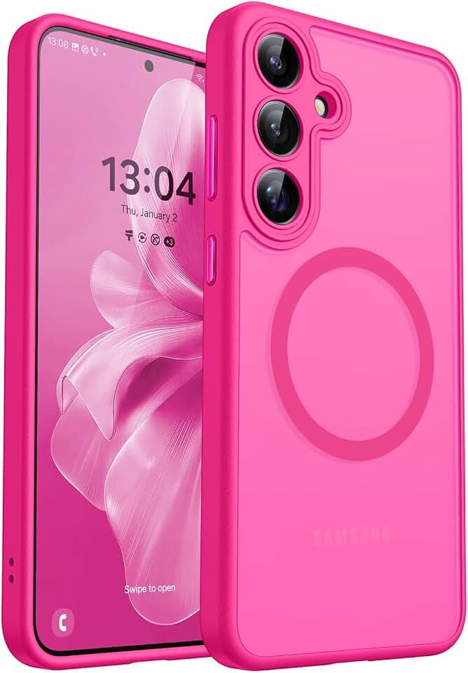 CANSHN Magnetic Shockproof for Samsung Galaxy S24 FE Case Hot Pink