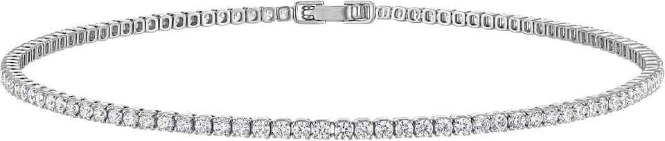 KISPER Tennis Anklets for Women 2mm Dainty 14K Gold Plated CZ