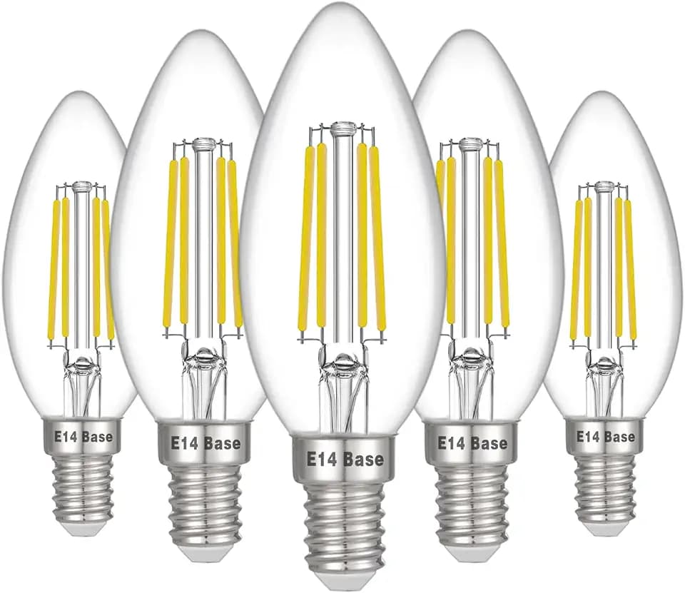 Maelsrlg E14 LED Bulb Dimmable, 40W Equivalent, Filament Clear Glass, 4W 400LM, Daylight 5000K, E14 European Base Light Bulbs, Pack of 5