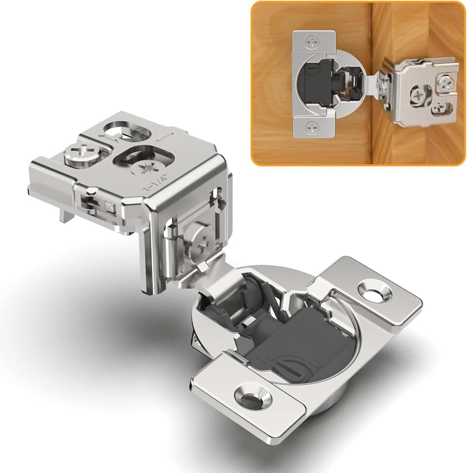 Chibery 10 Pack 1-1/4" 4D Overlay Soft Close Concealed Hinges for Face Frame Door, Control Closing Speed, Smooth Slow Self Close Hinges, Satin Nickel, 105° Open Angle Stainless Steel Cabinet Hinges