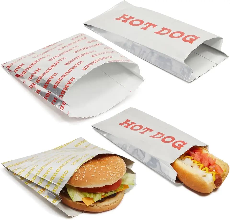 Stockroom Plus Hamburger & Hot Dog Wrappers - Grease-Resistant Concession Stand Supplies - Insulated Hot Dog Bags - Quick-ID Sandwich Wrapping Paper - 300 Piece Pack, Red Paper, Rectangular