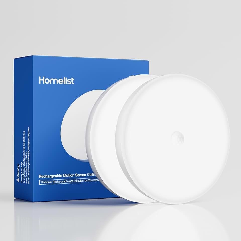 Homelist 12000mAh Rechargeable Ceiling Light-Wide Lighting Coverage 2PC