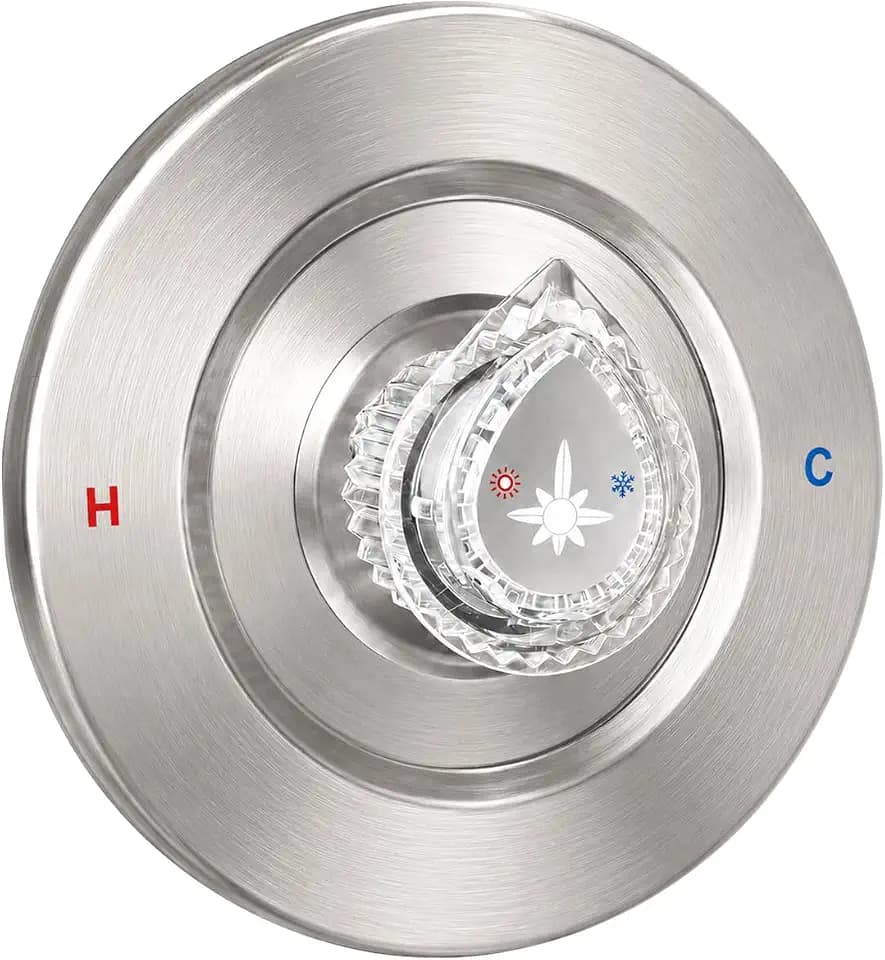 Shower Trim Kit Compatible with Moen Chateau T470, Fits 1200/1225 Cartridge & 883 Clip (Not Included), 7" Brushed Stainless Steel Escutcheon, Crystal Acrylic Handle for Tub & Shower