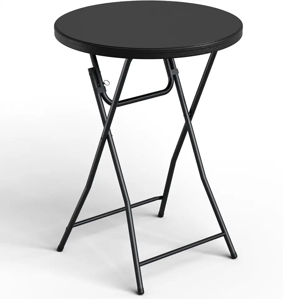 Folding Table, 32 Inch Foldable Cocktail Bar, High Top Round Folding Tables No Assembly, Portable Bistro & Commercial Furniture for Wedding, Banquet, Party, Indoor Outdoor Use