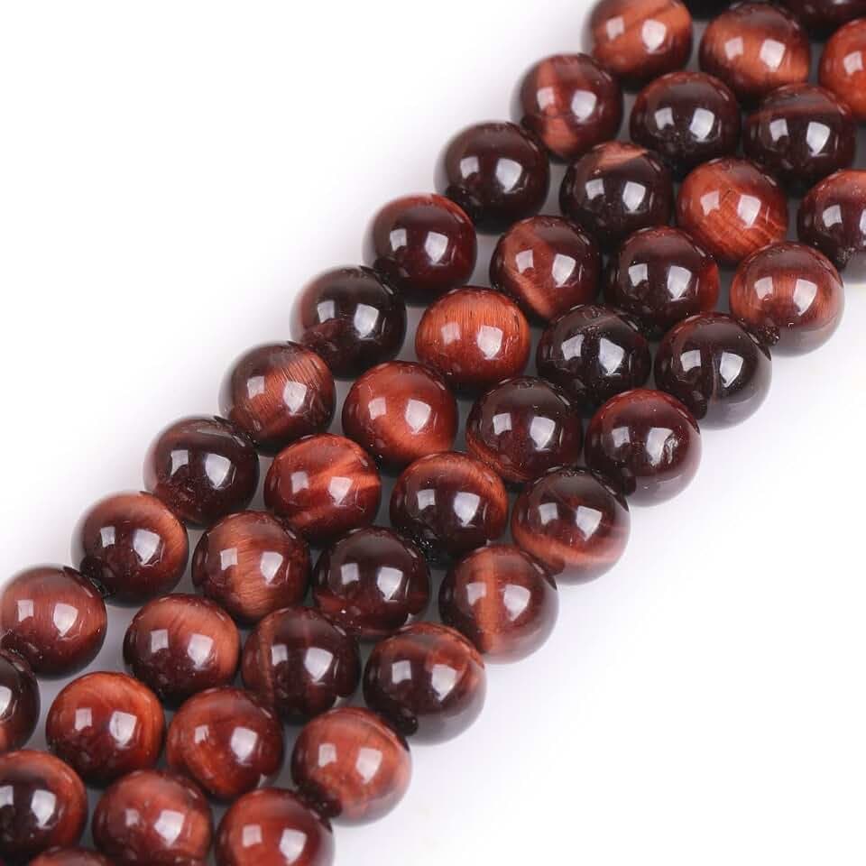 GEM-Inside 8mm Red Tiger Eye Round Smooth Beads for Jewellery Making 16In