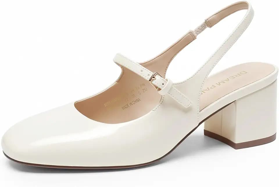 DREAM PAIRS Women's Mary Jane Low Chunky Heels Slingback Closed Square Toe Dress Shoes Wedding Party Work Office Pumps Shoes