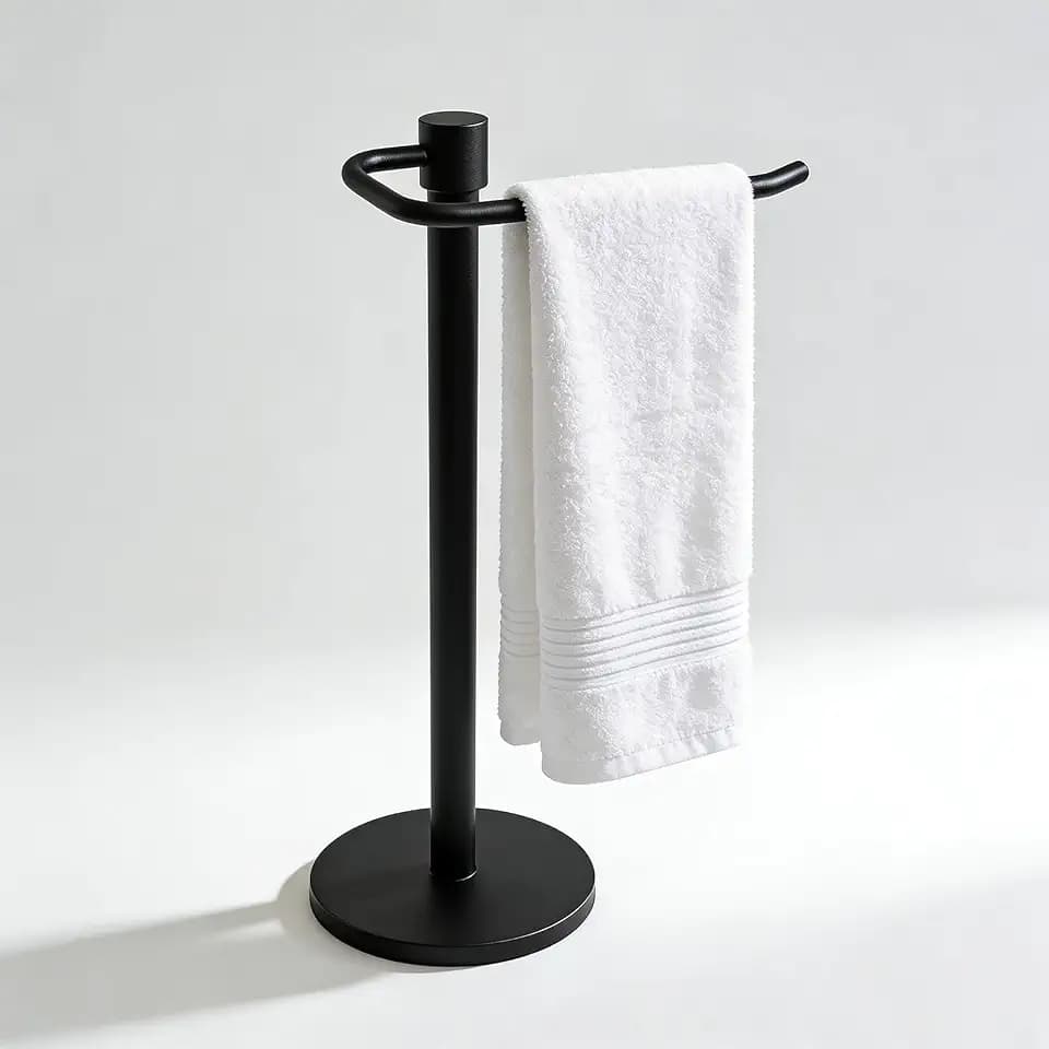 Upgraded Hand Towel Holder Stand Countertop Towel Rack Free Standing Towel Bar Hanger for Bathroom Kitchen Pro Max Matte Black
