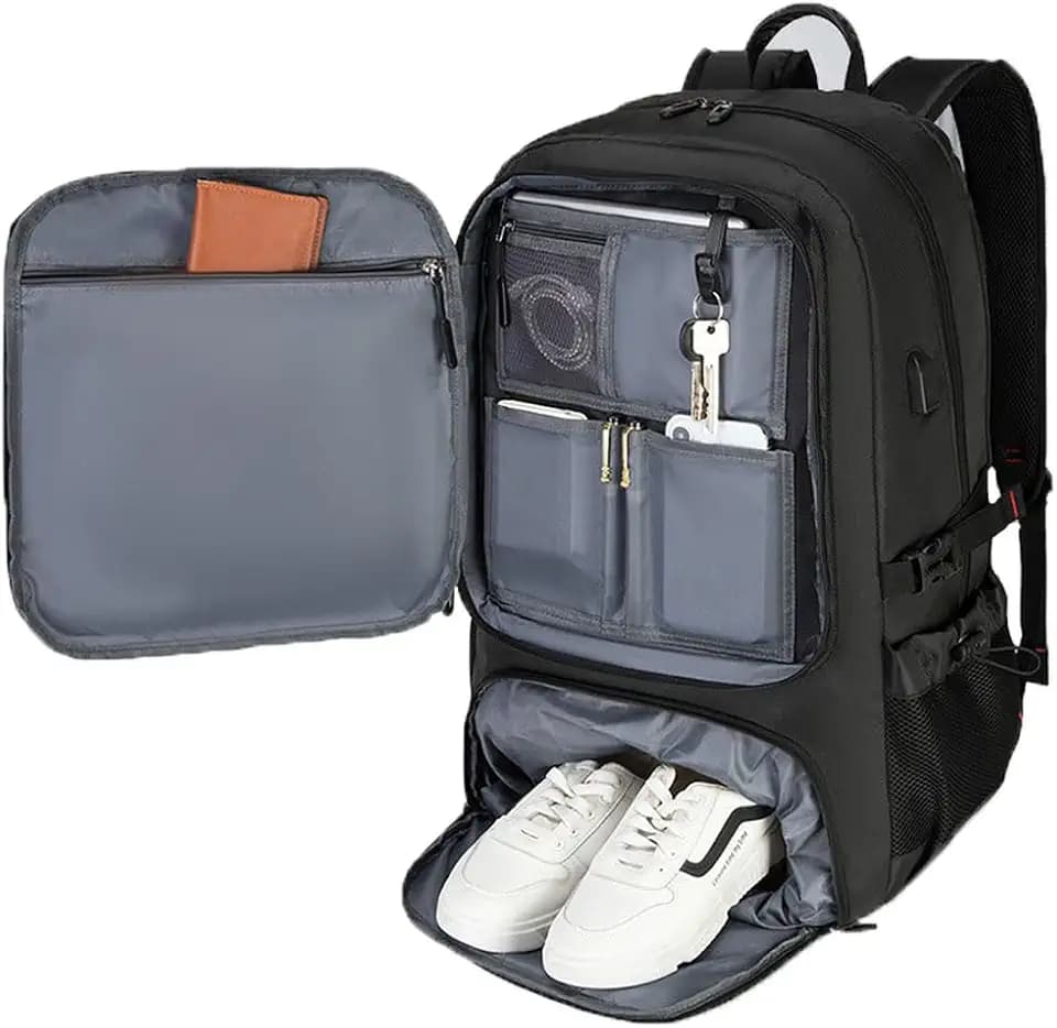 60L 80L Groß Reiserucksack Herren,Erweiterbar Handgepäck Rucksack,Wasserdichter 17-Zoll Laptoptasche Arbeit Laptop Business Travel Backpacker Rucksack (60L)