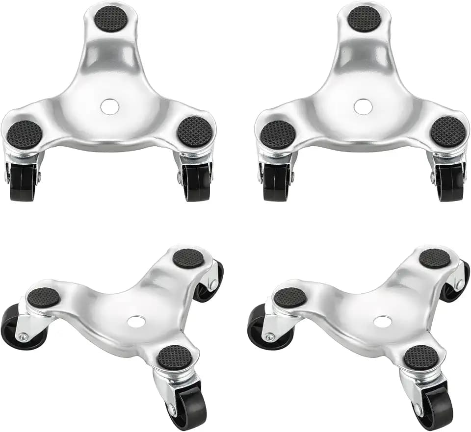 4 Pack Steel Tri-Dolly Set 3 Wheel Furniture Mover Dolly