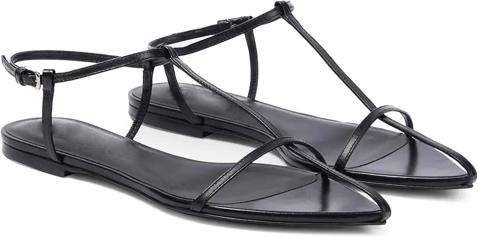 Molozoey Flat Sandals for Women with Metal Buckle Ankle Strappy Ladies Fashion Slide Sandals Comfortable Summer Open Toe Women Sandals Dressy.