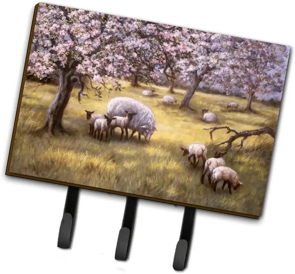 Caroline's Treasures BDBA0133TH68 Sheep by Daphne Baxter Leash or Key Holder, Wall Hooks, Key Hooks Holder, Coat Rack Wall Mount, Coat Hooks, Hooks for Hanging Keys, Towels, Aprons, Leashes,
