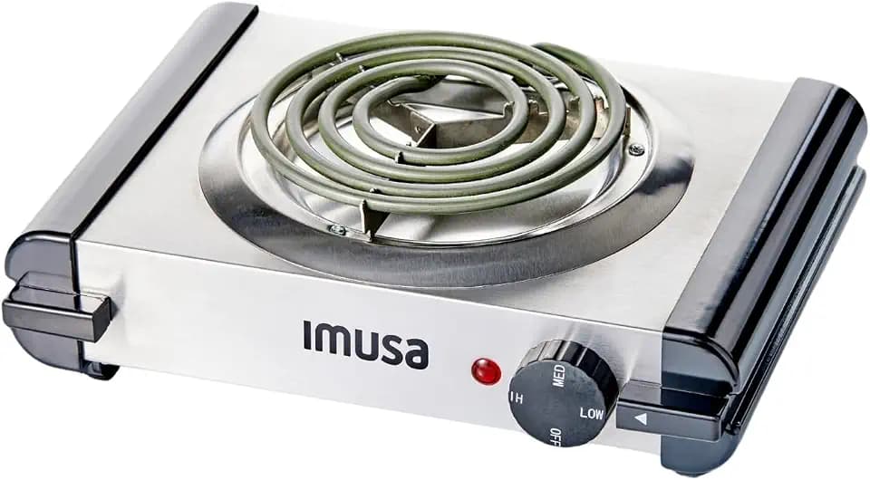 IMUSA USA GAU-80311 Electric Single Burner 1000-Watts, Stainless Steel, Silver