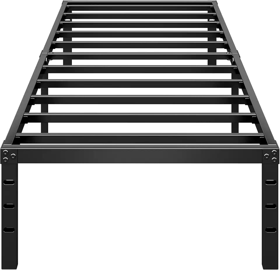 HLIPHA Metal Platform Bed Frame 18 Inch Tall,No Box Spring Needed,Twin Size Bed with Heavy Duty Strong Support Slats,Easy to Assemble,Black