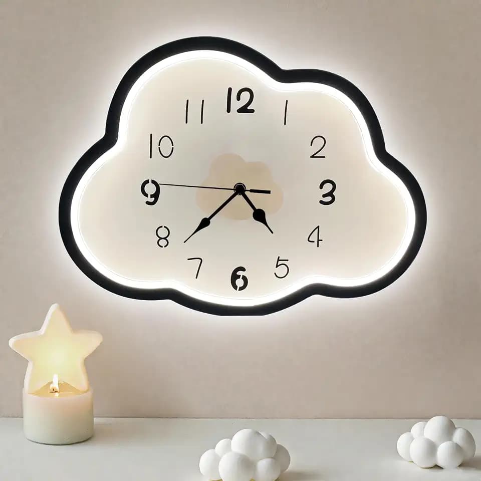 Cloud Neon Clock with Dimmable Light - 4-in-1 USB Powered Wall Light/Table Lamp/Silent Clock/Decor, Digital Display for Bedroom/Living Room/Nursery, Portable for Camping & Gift