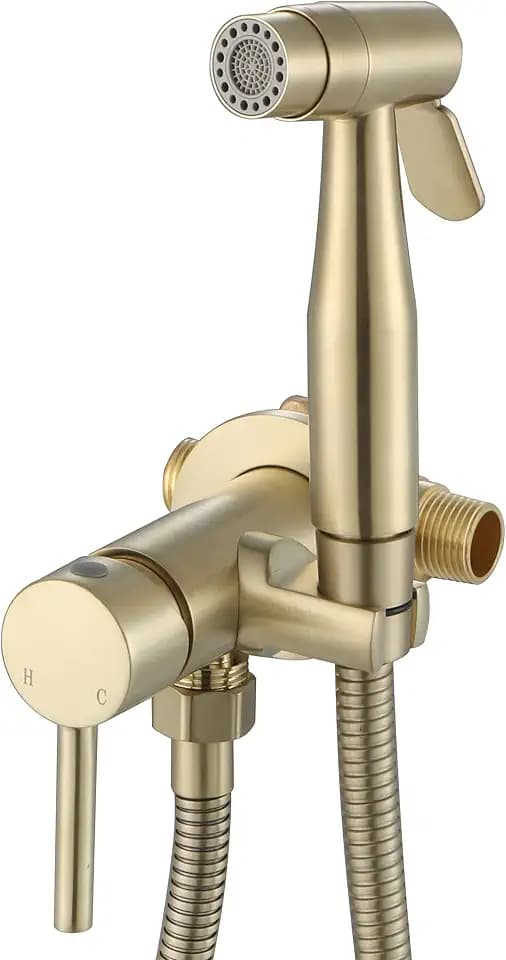 Brushed Gold Handheld Bidet Sprayer Warm Water for Toilet