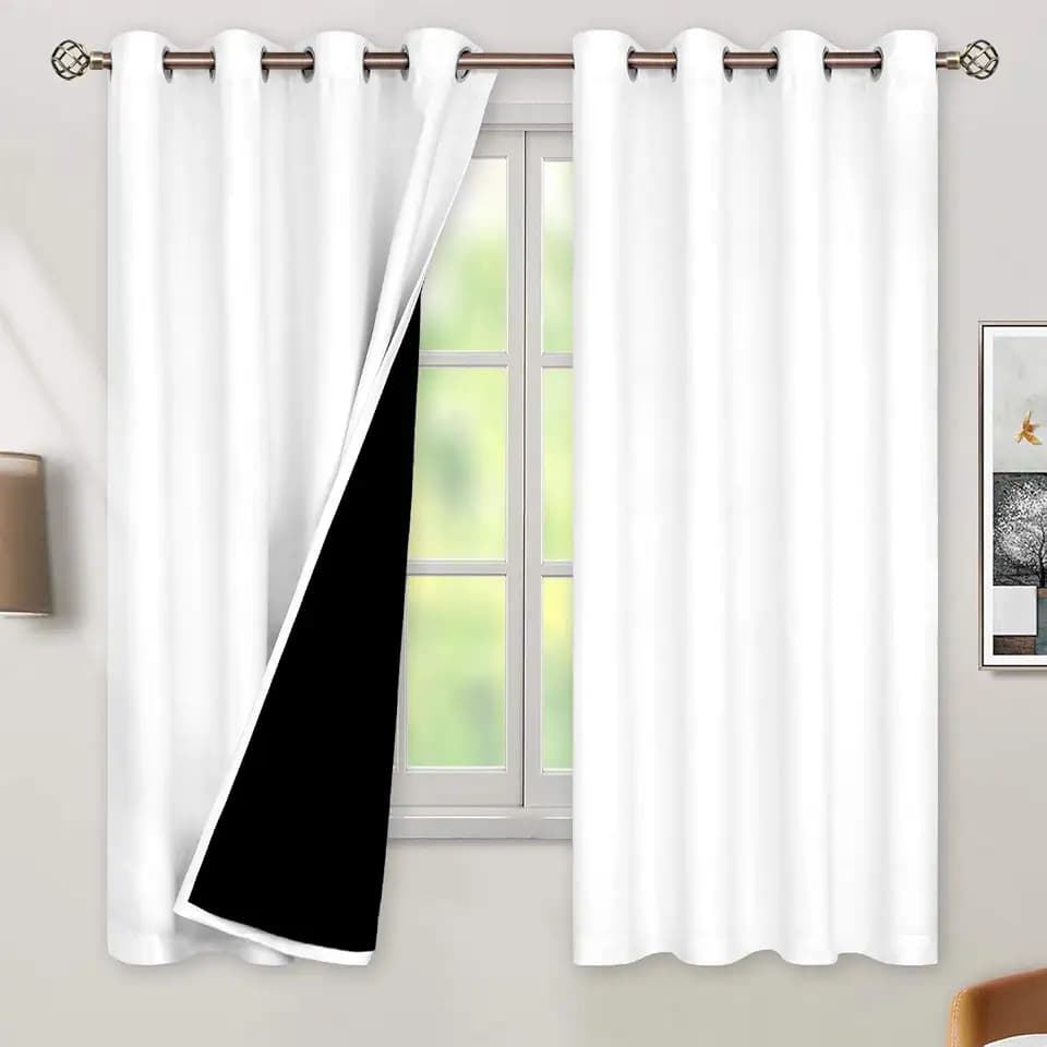 BGment White Blackout Curtains for Bedroom 63 Inches Long 2 Panels