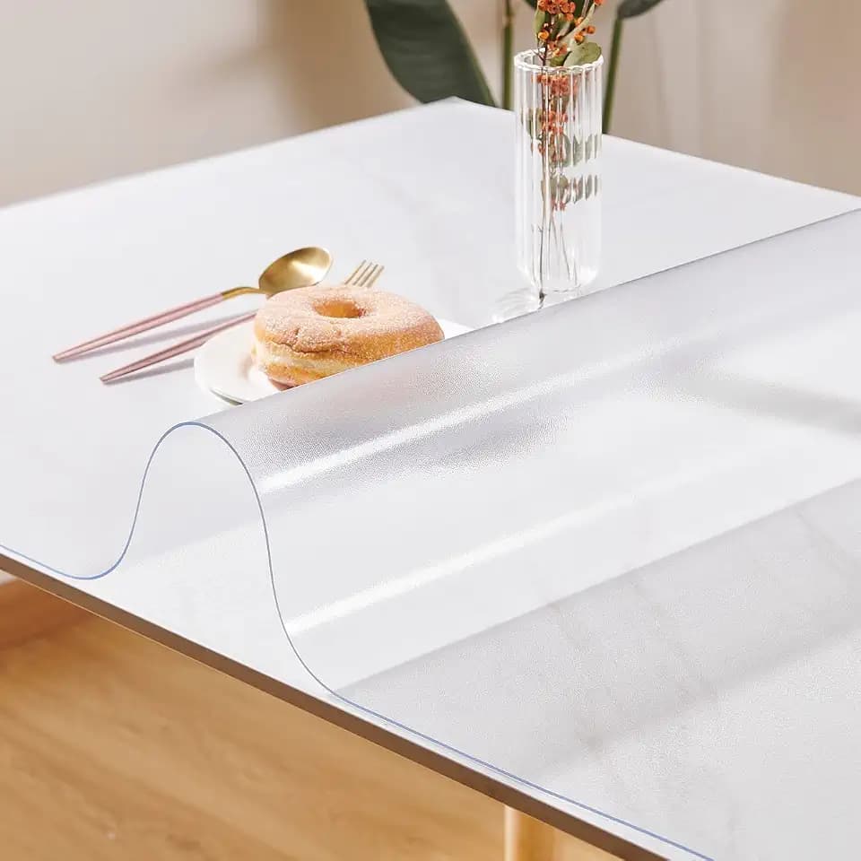 Frosted Table Cover Protector 44 x 92 Inch, 1.5mm Vinyl Desk Cover