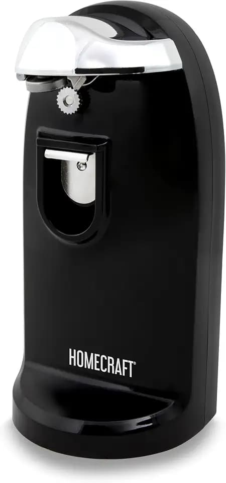 Homecraft Electric Can Opener by Nostalgia – Extra Tall and Sturdy Base with Magnetic Lid Remover, Bottle Opener, Knife Sharpener, Cord Storage - Black