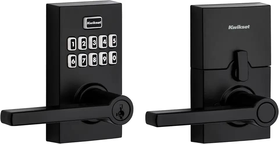 Kwikset 917HFL-514S Smartcode Keypad Electronic with Halifax Lever SmartKey with 6AL Latch and RCS Strike Matte Black Finish