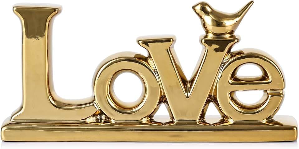 XMGZQ Love Sign Decoration,Gold Love Signs for Home Decor Statue,Gold Bird Sculpture Personalized Love Decor,Style Figurine Decorative Ornaments for Living Room,Bedroom,Desktop,Cabinets