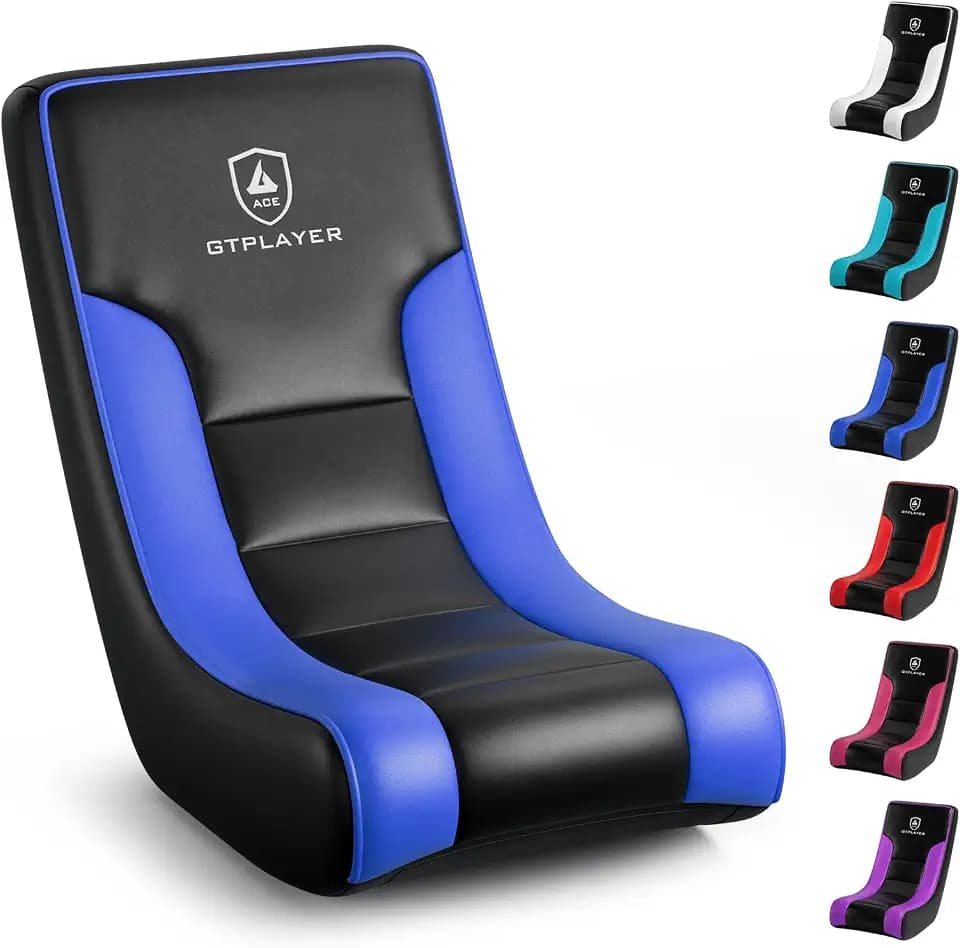 GTPLAYER Floor Rocker Gaming Chair – Adjustable Angle Limiter, Ultra Lightweight Ergonomic Floor Rocking Game Seat for Gaming and Lounging, Blue