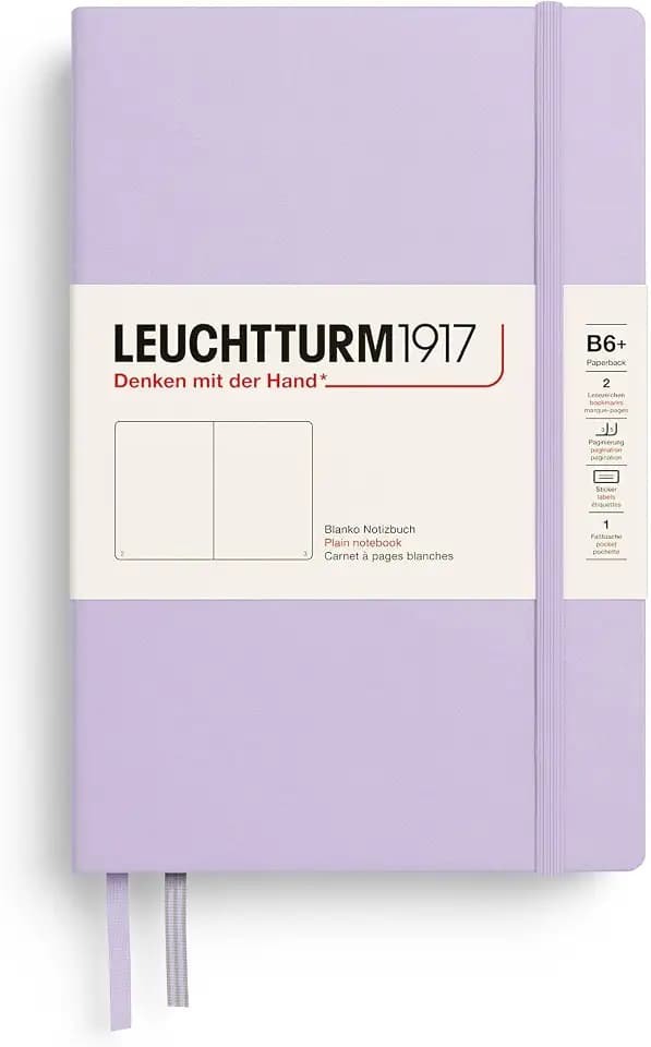 LEUCHTTURM1917 - Notebook Hardcover Paperback B6+ - 219 Numbered Pages for Writing and Journaling (Lilac, Plain)