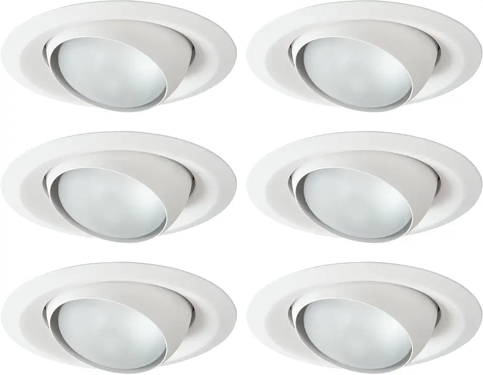 HALO E26 Series 6 in. White Recessed Ceiling Light Fixture Trim with Adjustable Eyeball (6 Pack)