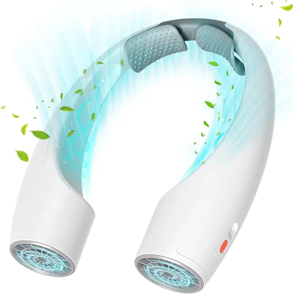 Heelkl AI Neck Fan, 4 Speeds Adjustable Portable Personal Fan Rechargeable, 4000 mAh Battery Faster Cooling, Ultra Quiet for Home, Office, Travel, Outdoor