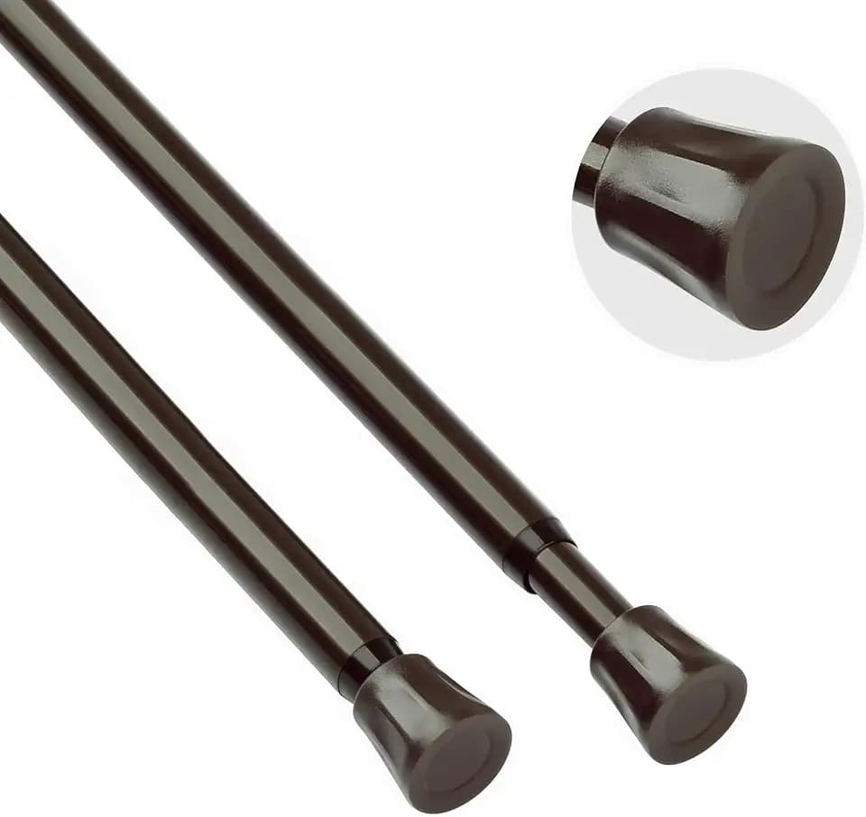 TYRON 2Pcs Spring Tension Curtain Rods for Windows 28 to 48 Inch, Bronze Adjustable Extendable Small Tension Rod No Drill, Room Divider Doorway Curtain Tension Rod