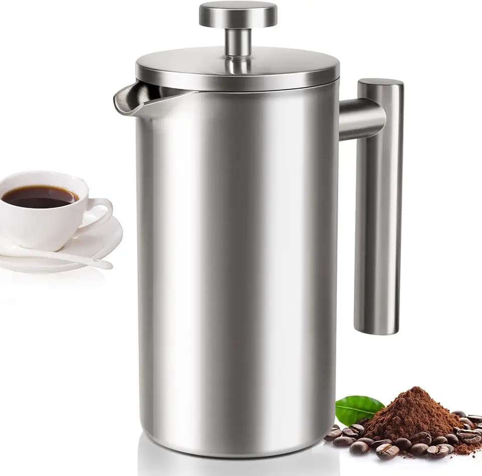 12 OZ French Press Coffee Maker, Sturdy Full Stainless Steel Coffee Press