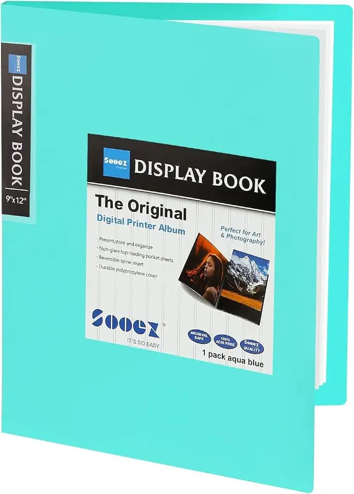 Sooez 30-Pocket Binder with Plastic Sleeves 9x12, Heavy Duty Art Portfolio