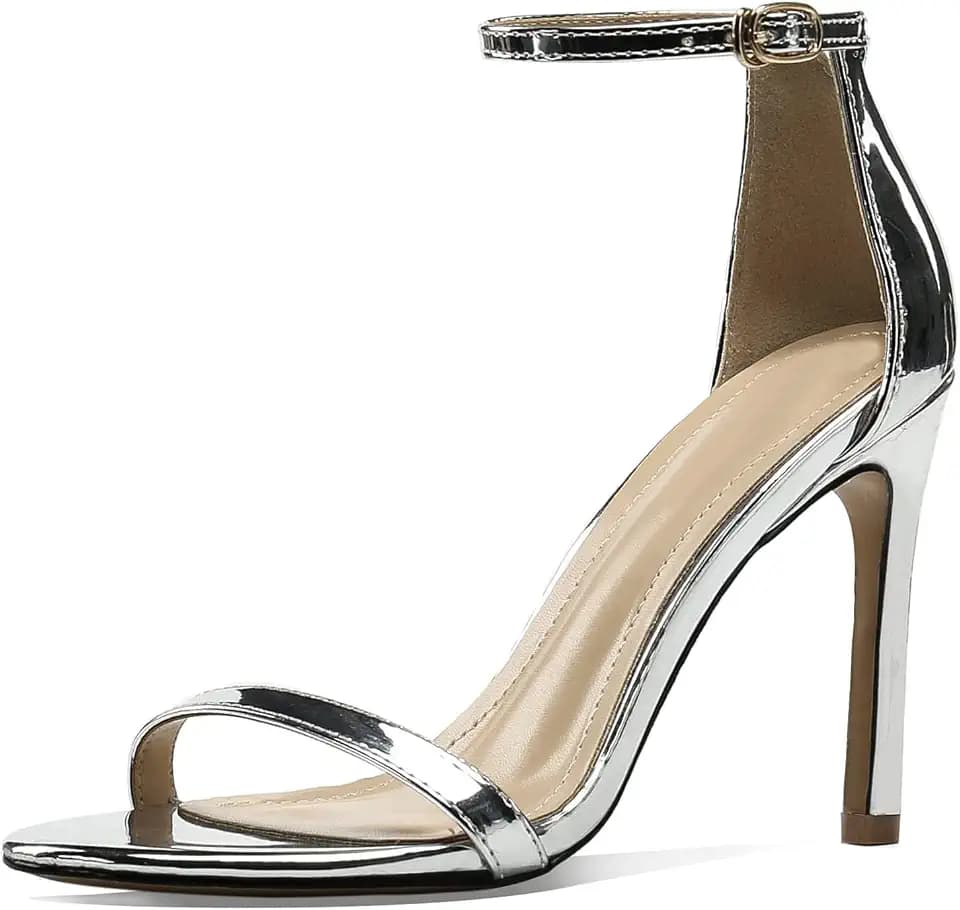 perixir Gold Heels for Women, High Heels with Spiral, 4.17" Stiletto Heeled Sandals for Dressy Women, Lace Up Sandals Comfortable Slingback Sandal