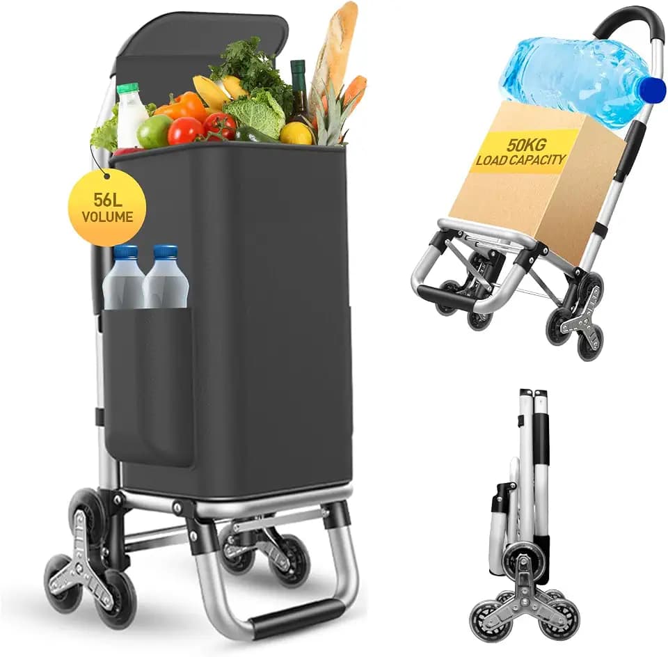 Heavy Duty 3 in 1 Shopping Cart, Foldable Hand Truck with 6 Wheels